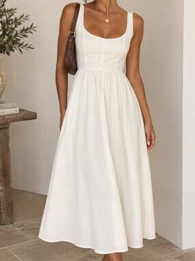 WeWoreWhat Corset Midi Dress Whisper White Sleeveless Size Small NWT